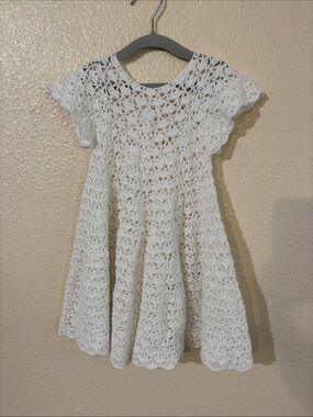 Girls White Crochet Dress - Kids Dress